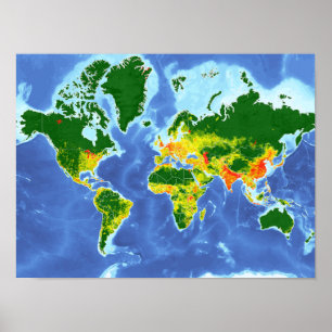 Global Population Map Poster