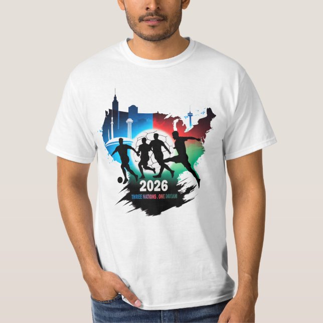 Global Soccer 2026 Three Nations. One Dream.  T-Shirt (Front)