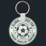 Global Soccer Tournament Fan Traveler Souvenir Key Ring<br><div class="desc">For football fans who love the sport and the journey around it, this metal circle keychain blends travel style with everyday function. The design features GLOBAL SOCCER FAN around a central soccer ball, with SOCCER TRAVELLER • SOUVENIR, FOOTBALL, compass details, small planes, continent icons, stars, and printed coordinates for a...</div>