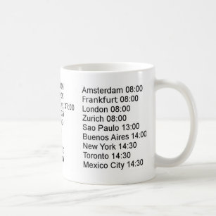 Global stock market opening hours coffee mug