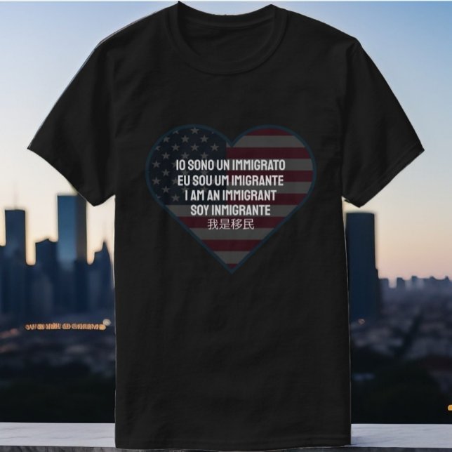 Global Tapestry: I am an immigrant with heart flag T-Shirt (Creator Uploaded)