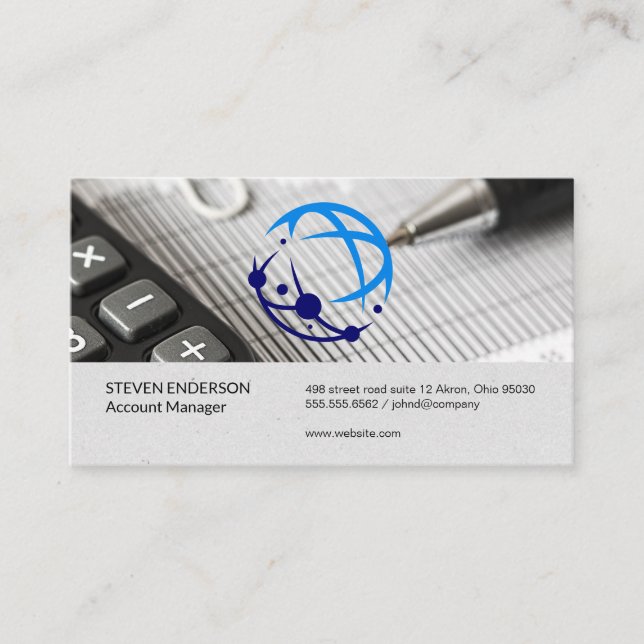 Global Tech Logo | Finance Reports Business Card (Front)
