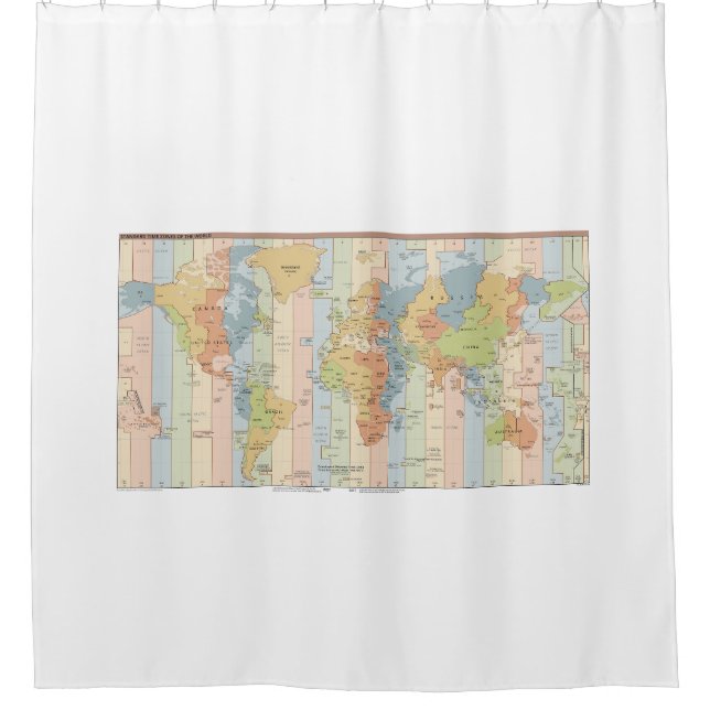Global Time Zones Map Shower Curtain (Front)