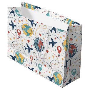 Global Travel Aviation Pattern (1) Large Gift Bag