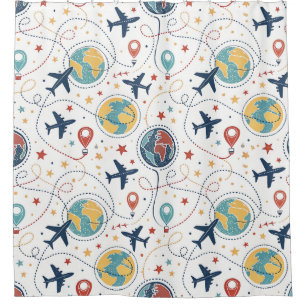 Global Travel Aviation Pattern (1) Shower Curtain