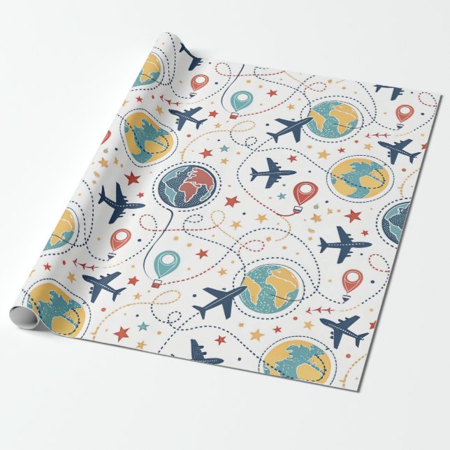 Global Travel Aviation Pattern (1) Wrapping Paper (Unrolled)