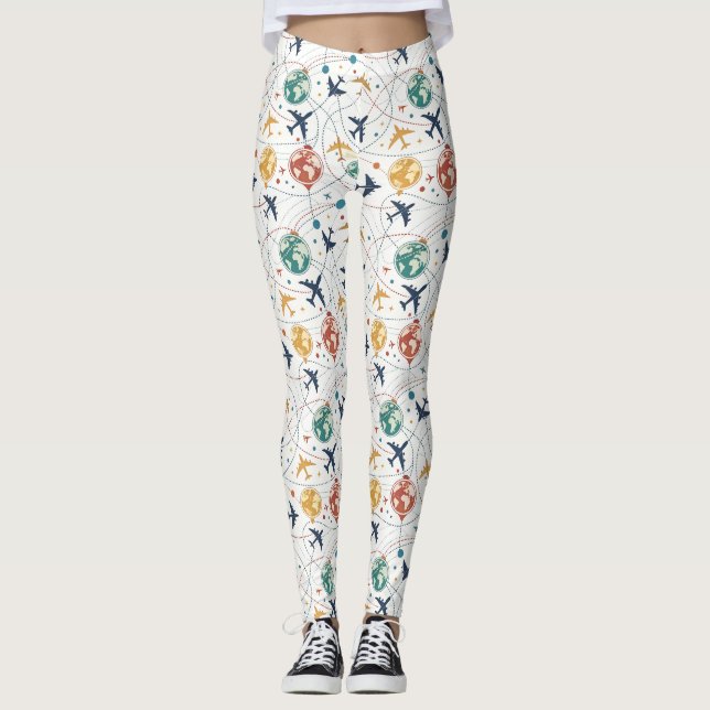 Global Travel Aviation Pattern (2) Leggings (Front)