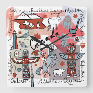 Global Travel - Canada Square Wall Clock