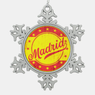 Global Traveller - Madrid, Spain Snowflake Pewter Christmas Ornament