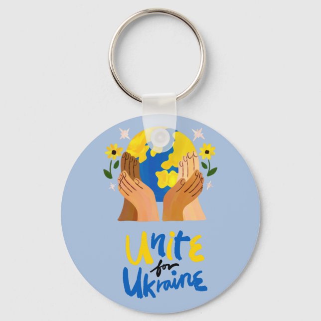 Global Unite For Ukraine  Key Ring (Front)