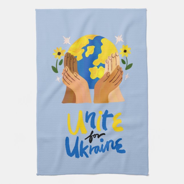 Global Unite For Ukraine  Tea Towel (Vertical)