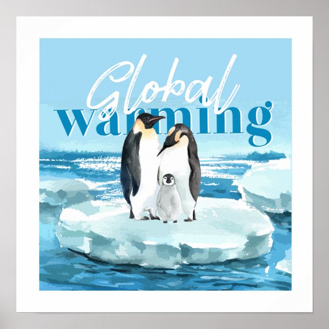  Global Warming Awareness Cute Penguin Family Poster (Front)