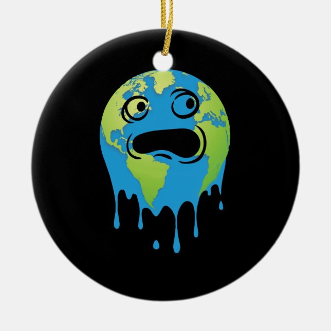 Global Warming Climate Change Ceramic Ornament (Front)