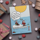 Global Warming Santas Climate Change Christmas Holiday Card<br><div class="desc">**Global Warming Santa's Climate Change Christmas Holiday Card** The front of this climate change themed comedic folded Christmas greeting card depicts Santa & Mrs. Claus stranded alone on one of the last remnants of the melted northern polar ice cap, where their home (and Santa's workshop) once stood. Santa is staring...</div>