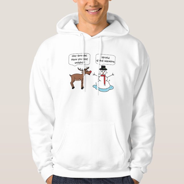 global warming snowman mens hoodie (Front)