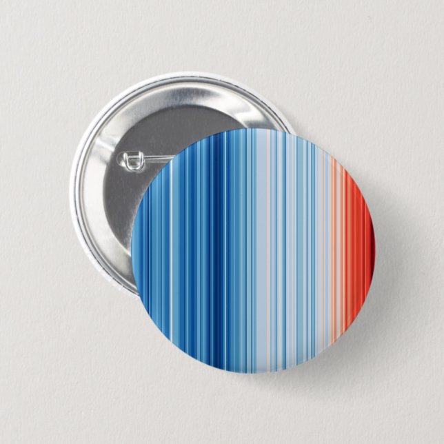Global Warming Stripes Earth Climate Change 6 Cm Round Badge (Front & Back)