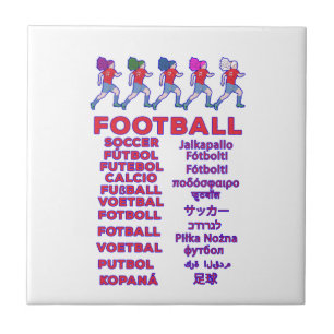 Global Women Soccer Multilingual Names Sports Fan Ceramic Tile