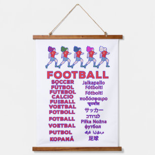 Global Women Soccer Multilingual Names Sports Fan Hanging Tapestry