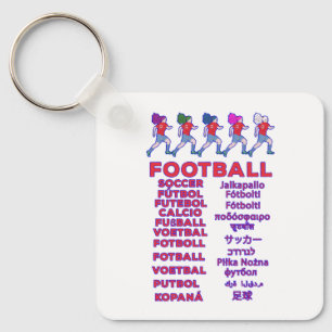 Global Women Soccer Multilingual Names Sports Fan Key Ring