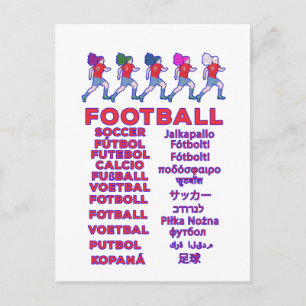 Global Women Soccer Multilingual Names Sports Fan Postcard