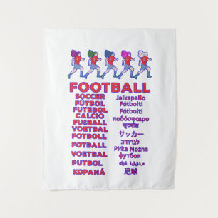 Global Women Soccer Multilingual Names Sports Fan Tapestry