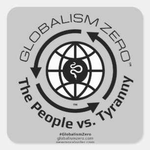 Globalism Zero™ Black Circle with White Globe Logo Square Sticker