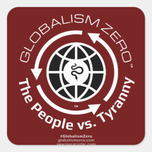 Globalism Zero™ White Circle with Black Globe Logo Square Sticker