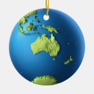 Globe 3d Isolated On White. Continent Australia Ceramic Tree Decoration