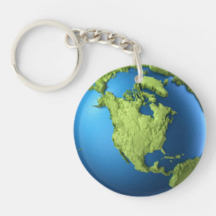 Globe 3d isolated on white.Continent North America Key Ring