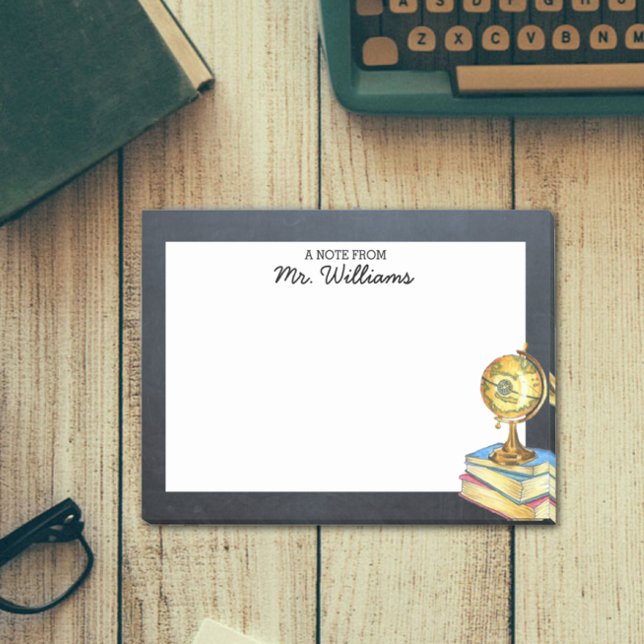 Globe and Chalkboard Personalised Teacher Post-it Notes (Creator Uploaded)