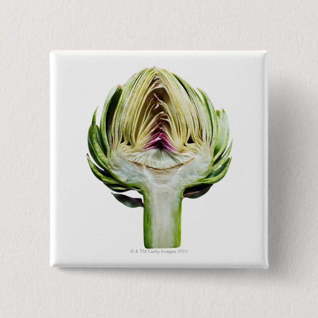 Globe artichoke half cut out 15 cm square badge (Front)