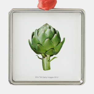 Globe Artichoke on White Background Cut Out Metal Ornament
