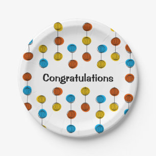 Globe Chain Congratulations round Paper Plate