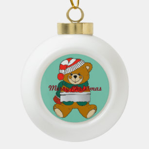 Globe Christmas Ornament Teddy Bear