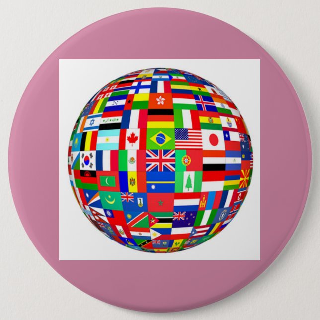 globe flags 6 cm round badge (Front)