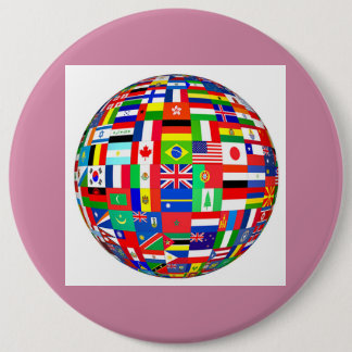 globe flags 6 cm round badge