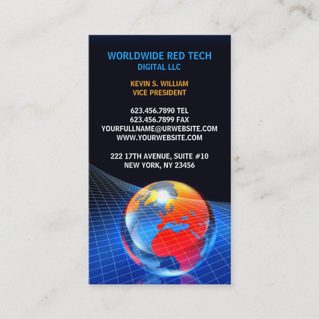 Globe Grid Business Card (Front)
