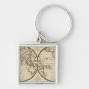 Globe into two hemispheres key ring