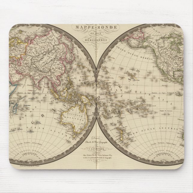 Globe into two hemispheres mouse pad (Front)