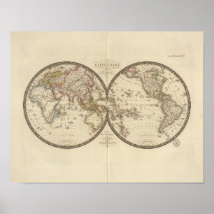 Globe into two hemispheres poster
