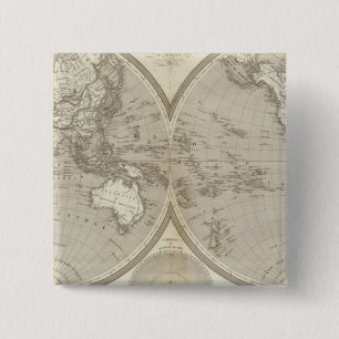 Globe map 15 cm square badge