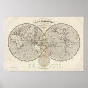 Globe map poster