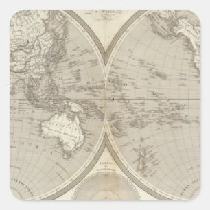 Globe map square sticker