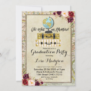 GLOBE Marsala Adventure Graduation Party Invite
