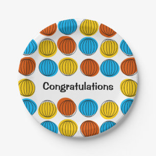 Globe Multi Congratulations paper plate round