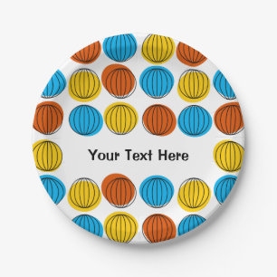 Globe Multi Text paper plate round