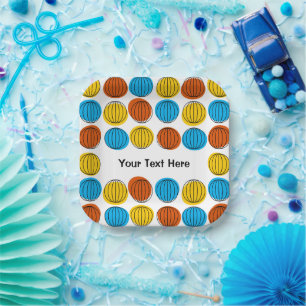 Globe Multi Text paper plate square