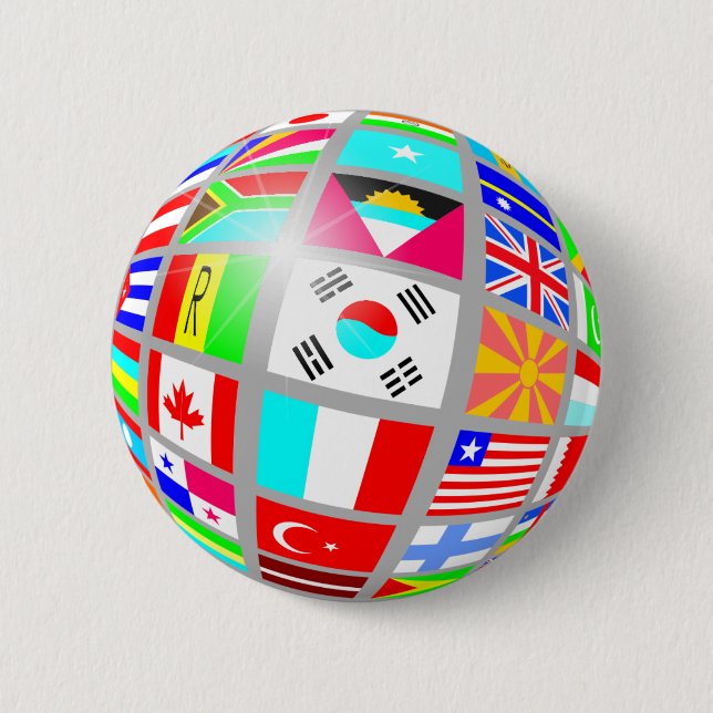 Globe of Flags 6 Cm Round Badge (Front)