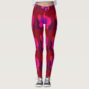 Globe patterns dusky pink wine red and purple leggings