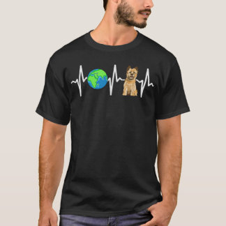 Globe Planet Earth Cairn Terrier Heartbeat Dog Lov T-Shirt